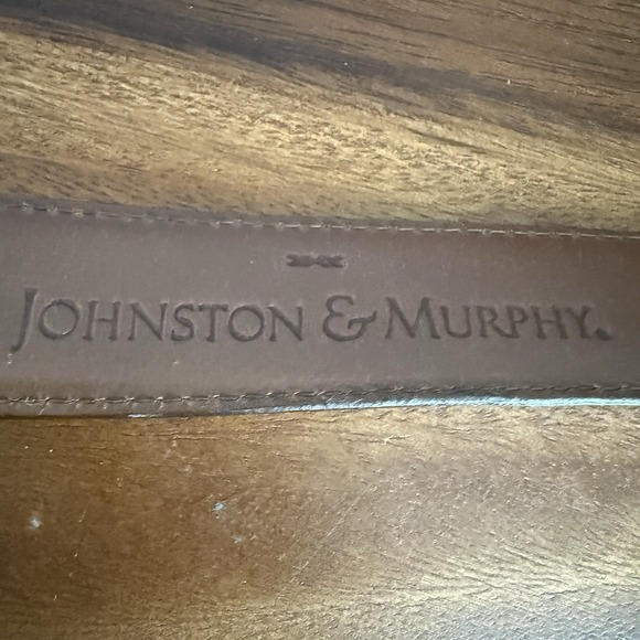 Johnson And Murphy Brown Leather Belt Made USA Men's Size 38 Solid Brass Buckle - Picture 7 of 7